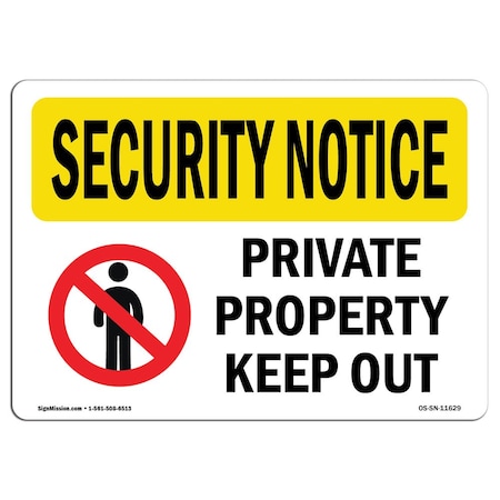 OSHA SECURITY NOTICE, 10 Height, 14 Width, Aluminum